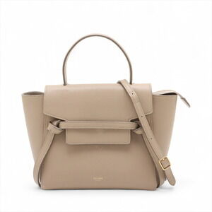 Celine Belt Bag Leather 2WAY Handbag Leather Handbag Beige